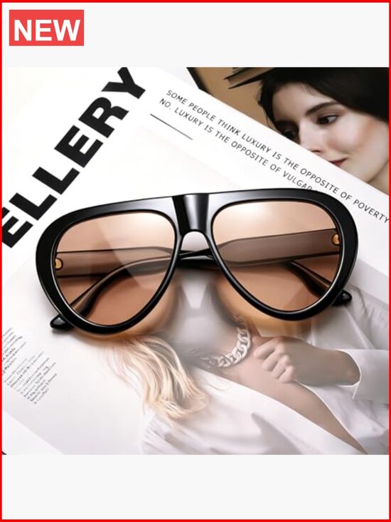 Retro Oversized Aviator Sunglasses Oval Frame 70s Vintage UV Protection